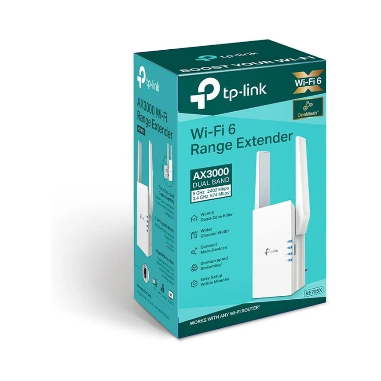TP-Link AX3000 WiFi6 Range Extender RE705X (2.4 GHz / 5 GHz) - Dual Band, 100 Meters Range, Ethernet Port, WiFi Mesh, White