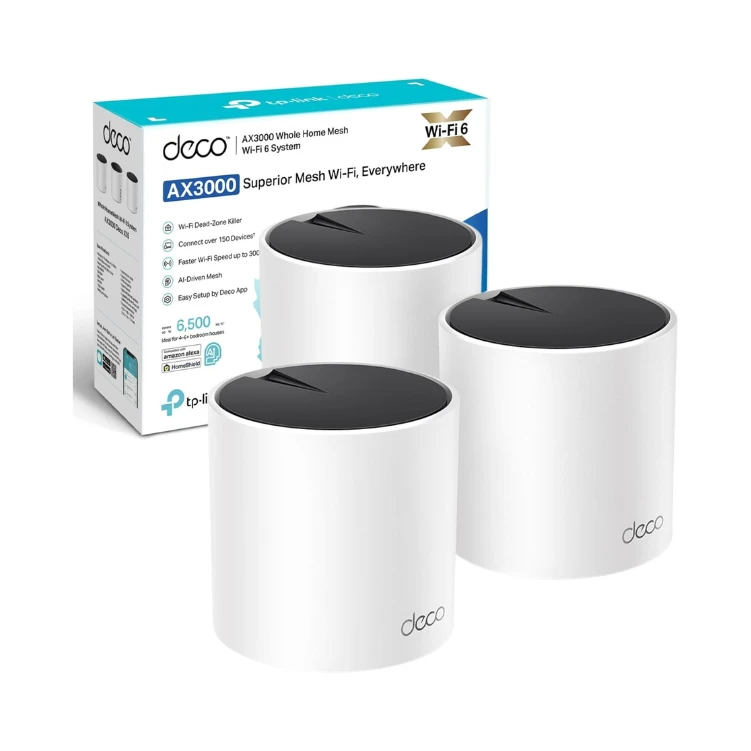 TP-Link Deco X55 Mesh Wi Fi, 3 Pack, Black, Deco X55(3-pack)