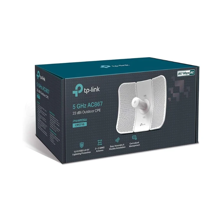 TP-Link CPE710, 5GHz 867Mbps 23dBi Outdoor CPE Antenna, Long-Distance Transmission, IP65 Weatherproof Enclosure, Easy Centralized Management