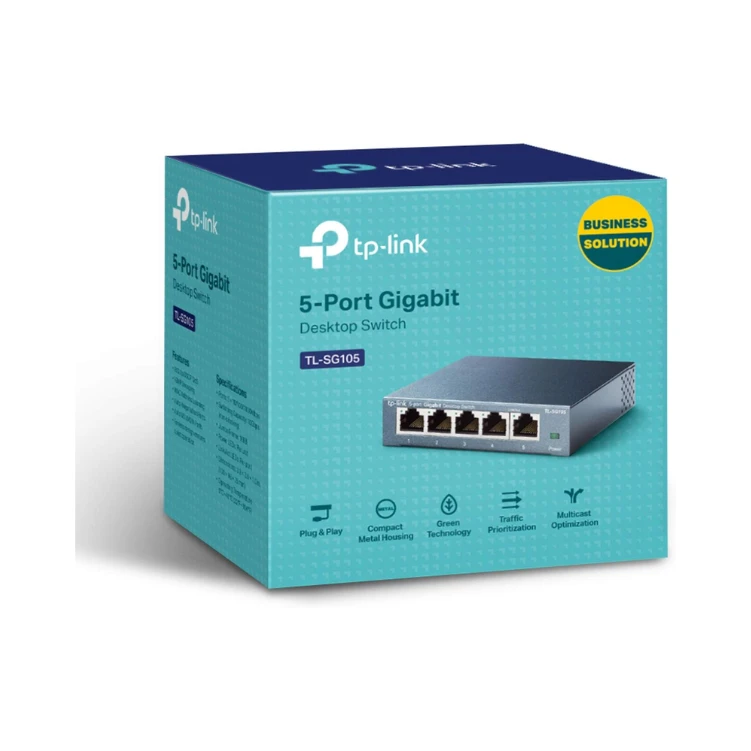 TP-Link TL-SG105 | 5 Port Gigabit Unmanaged Ethernet Network Switch, Ethernet Splitter | Plug & Play | Fanless Metal Design | Shielded Ports | Traffic Optimization | Limited Lifetime Protection