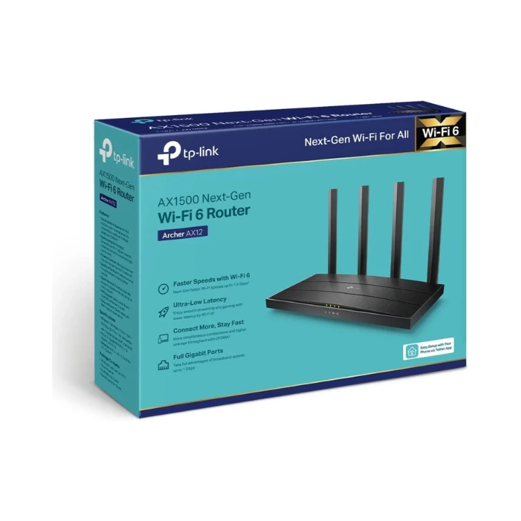 TP-Link AX1500 Wi-Fi 6 Router, Dual-Band, MU-MIMO, OFDMA, Easy Setup (Archer AX12)