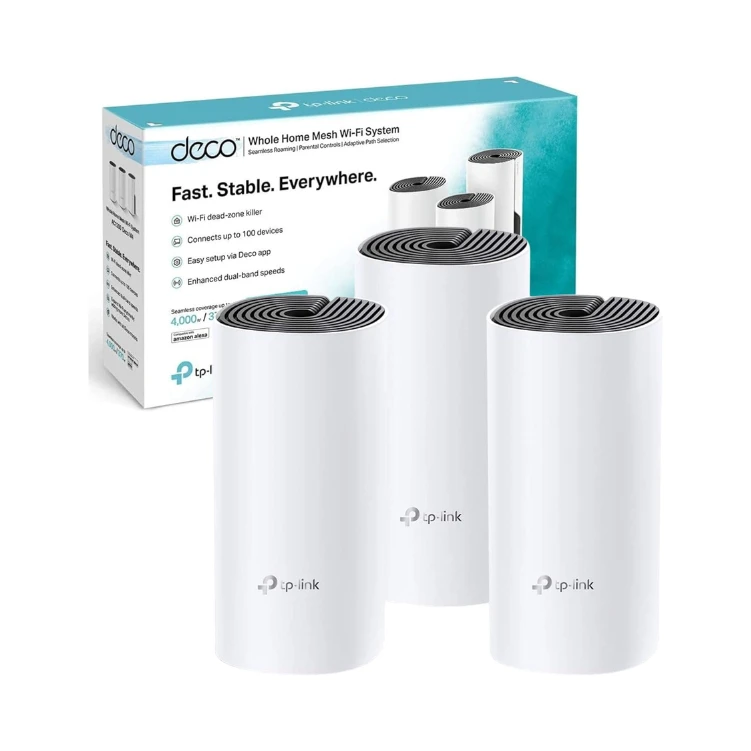 TP-Link Deco M4 Whole Home Mesh Wi-Fi System, Up to 4000 sq ft Coverage, Qualcomm CPU, Dual-Band AC1200 with Gigabit Ports, Compatible with Amazon Echo/Alexa, Parent Control, Pack of 3