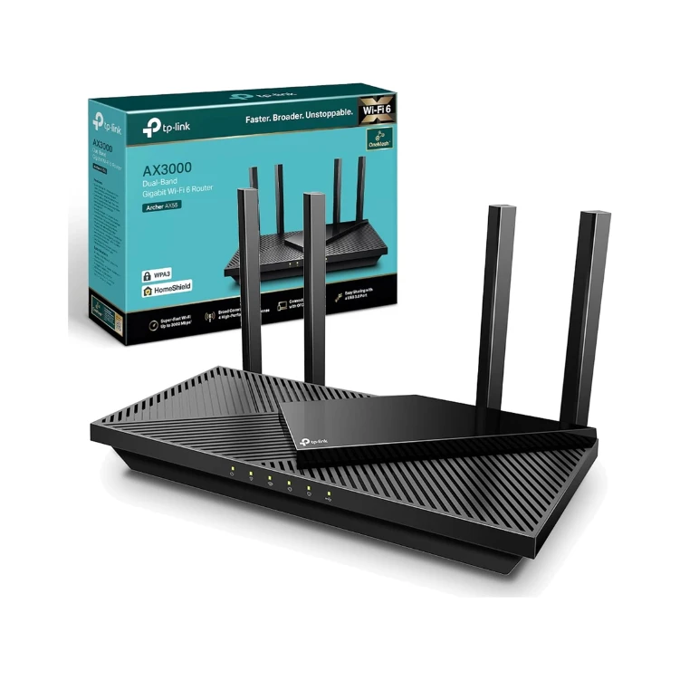 TP-Link Next-Gen Wi-Fi 6 AX3000 Mbps Gigabit Dual Band Wireless Router, OneMesh™ Supported, 1× USB 3.0 Port, Ideal for Gaming Xbox/PS4/Steam and 8K, Compatible with Alexa (Archer AX55)