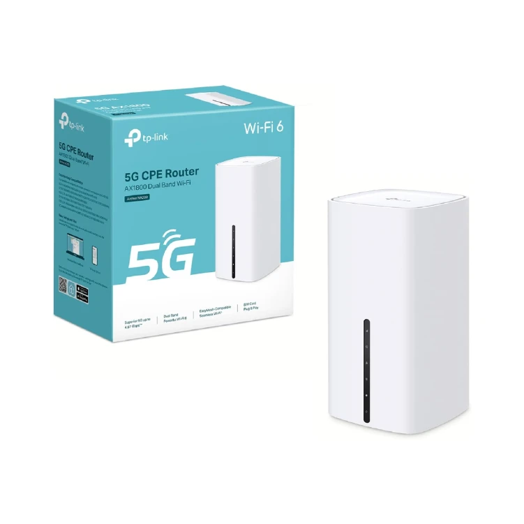 TP-Link Archer NX200 5G Wi-Fi 6 AX1800Mbps Router with SIM, Dual Band, Plug & Play, Gigabit WAN/LAN Port, 4K-QAM, Beamforming, 8×5G/LTE, 2×Wi-Fi Internal Antennas, EasyMesh, HomeShield