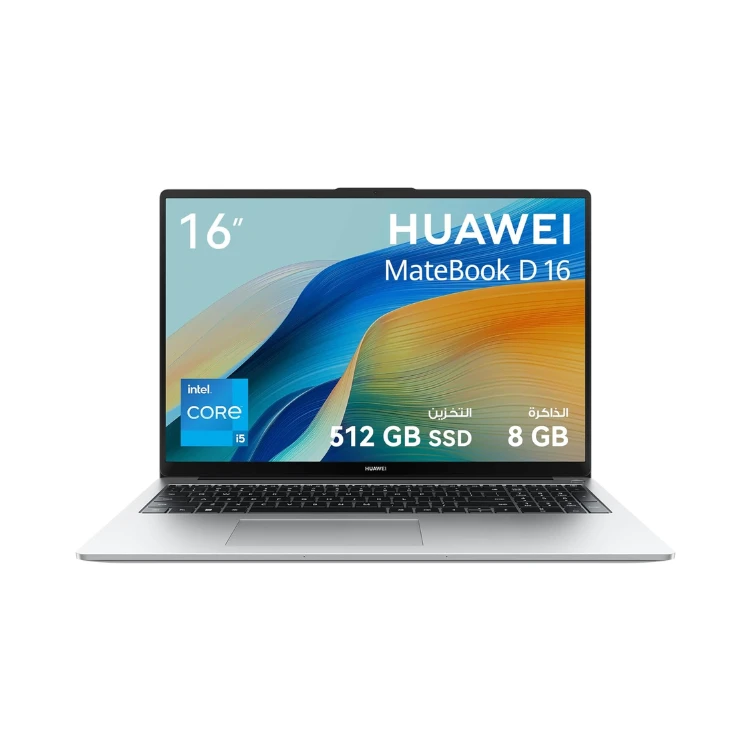 HUAWEI MateBook D 16 Laptop with 16 Inch Eye Comfort FullView Display, Light and Metal Body, 12th Core i5 High Peformance Processor, Nimble Numeric Keypad, 8GB RAM+512GB SSD, English/Arabic, Silver