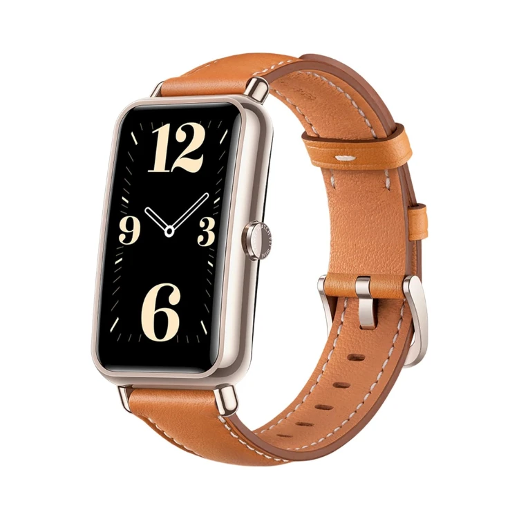 HUAWEI Watch Fit Mini Smartwatch, 1.47" Rectangle AMOLED Display, 70% Screen-to-body Ratio, 2-Week Battery Life, All-Day SpO2 Monitoring, Professional Women's Health Care, Leather Strap, Mocha Brown