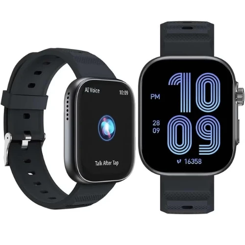 ITEL O23 (2.02") LCD Display Smart Watch, Scratch-Resistant Display, 7 Days Battery Life, Heart Rate, AI Voice Assistant & Blood Oxygen Monitoring, 12 months warrant,IP68 Waterproof (Black)
