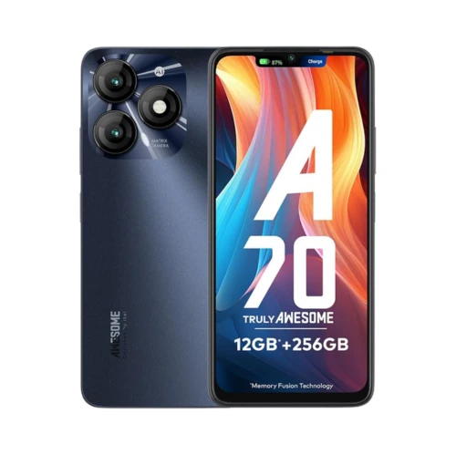 itel A70 Smartphone | 4+8GB RAM, 256GB Storage | 8MP AI Selfie Camera | 5000mAh Battery | Type-C Charging | Dynamic Bar | Starlish Black