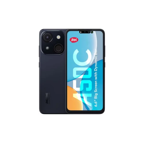 ITel  A50C|6.6" HD+ Display with Dynamic Bar| 2G+4 RAM 64 GB ROM, Fusion|Octacore Processor|8MP AI Dual Rear Cam|Fingerprint & Face Unlock, Sapphire Black