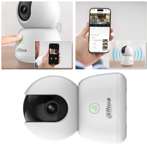 Dahua H3B كاميرا ذكية داخلية بدقة 3 ميجا بكسل ودقة 2K وواي فاي 6، وزاوية عرض 360 درجة، وتتبع تلقائي، ومحادثة ثنائية الاتجاه، وزر الاتصال، واكتشاف الإنسان، ووضع الخصوصية، والرؤية الليلية