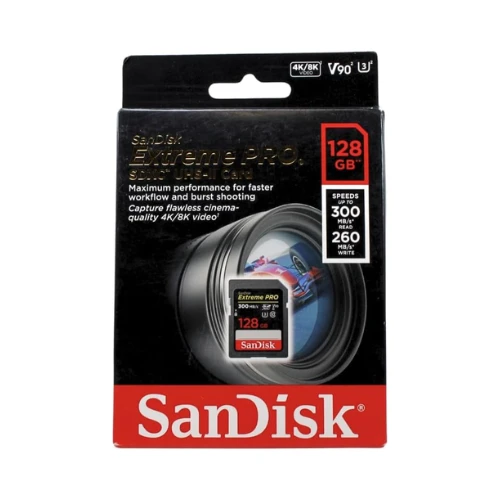 Sandisk 128Gb Extreme Pro Sdxc Memory Card Up To 300Mb/S, Uhs Ii, Class 10, U3, V90, Black, Sdsdxdk 128G Gn4In, Sandisk Extreme Pro Sd Uhs Li Card