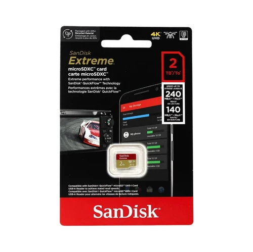SanDisk Extreme microSDXC UHS-I Card 2TB Up to 240MB/s read speed and 140MB/s write speed without Adaptor