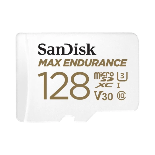 SanDisk 128GB MAX ENDURANCE microSDXC Card with Adapter for home security cameras and dash cams - C10, U3, V30, 4K UHD, Micro SD Card - SDSQQVR-128G-GN6IA