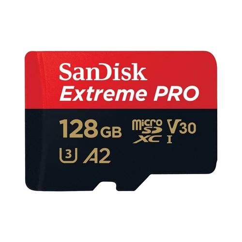 SanDisk 128GB Extreme PRO microSDXC card + SD adapter + RescuePRO Deluxe, up to 200MB/s, with A2 App Performance, UHS-I, Class 10, U3, V30, Black