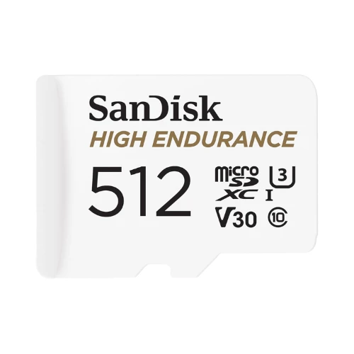 SanDisk 512GB High Endurance Video microSDXC Card with Adapter for Dash Cam and Home Monitoring Systems - C10, U3, V30, 4K UHD, Micro SD Card - SDSQQNR-512G-GN6IA