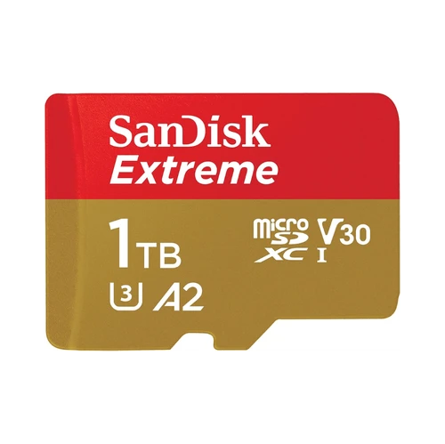 SanDisk 1TB Extreme microSD UHS I Card for 4K Video on Smartphones, Action Cams & Drones 190MB/s Read, 130MB/s Write, Lifetime Warranty-SDSQXAV-1T00-GN6MN, Red/Gold