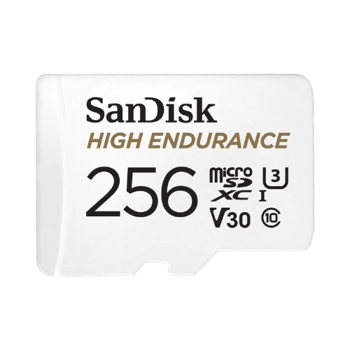 SanDisk 256GB High Endurance Video microSDXC Card with Adapter for Dash Cam and Home Monitoring systems - C10, U3, V30, 4K UHD, Micro SD Card - SDSQQNR-256G-GN6IA