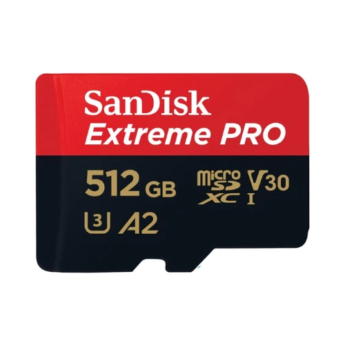 SanDisk 512GB Extreme PRO microSDXC card + SD adapter + RescuePRO Deluxe, up to 200MB/s, with A2 App Performance, UHS-I, Class 10, U3, V30, Black