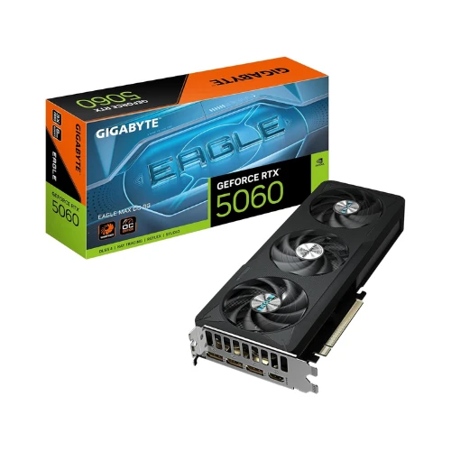 GIGABYTE GeForce RTX 5060 Eagle MAX OC 8G Graphics Card - 8GB GDDR7, 128bit, PCI-E 5.0, 2550 MHz Core Clock, 3 x DisplayPort, 1 x HDMI, NVIDIA DLSS 4, GV-N5060EAGLEMAX OC-8GD 1.0