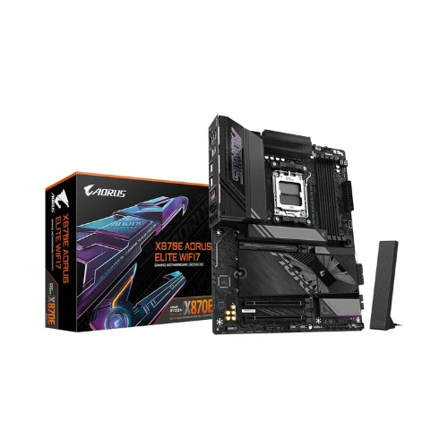 GIGABYTE X870E AORUS Elite WIFI7 AM5 LGA 1718, ATX, DDR5, 4X M.2, PCIe 5.0, USB4, Wi-Fi 7, 2.5GbE LAN, EZ-Latch, Q-Flash
