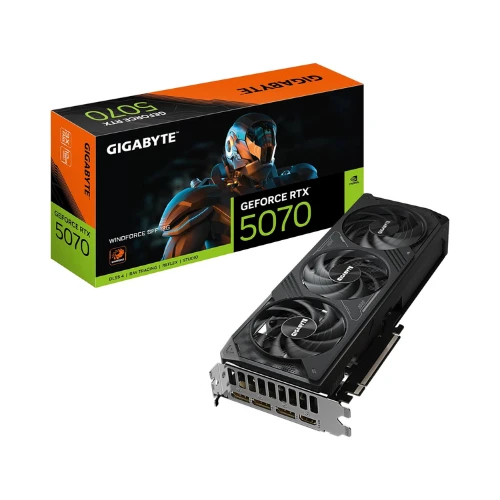 GIGABYTE GeForce RTX 5070 WINDFORCE SFF 12G Graphics Card, 12GB 256-bit GDDR7, PCIe 5.0, WINDFORCE Cooling System, GV-N5070WF3-12GD Video Card
