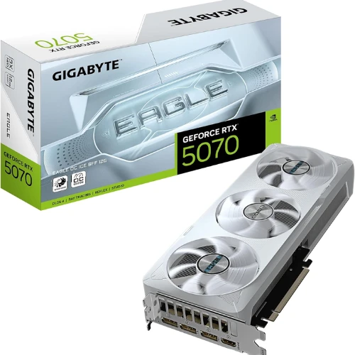 Gigabyte GeForce RTX 5070 EAGLE OC ICE SFF 12G Graphics Card - 12GB GDDR7, 192 Bit, PCI-E 5.0, 2587 MHz Core Clock, 3 x DP 2.1a, 1 x HDMI 2.1b, NVIDIA DLSS 4, GV-N5070EAGLEOC ICE-12GD
