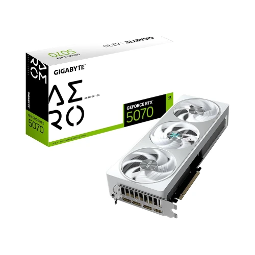Gigabyte GeForce RTX 5070 AERO OC 12G Graphics Card - 12GB GDDR7, 192 Bit, PCI-E 5.0, 2625 MHz Core Clock, 3 x DP 2.1a, 1 x HDMI 2.1b, NVIDIA DLSS 4, GV-N5070AERO OC-12GD