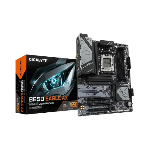 Gigabyte B650 EAGLE AX Motherboard - Supports AMD Ryzen 7000 CPUs, 12+2+2 Phases Digital VRM, up to 7600MHz DDR5 (OC), 1xPCIe 5.0 + 2xPCIe 4.0 M.2, Wi-Fi 6E 802.11ax, GbE LAN, USB 3.2 Gen2