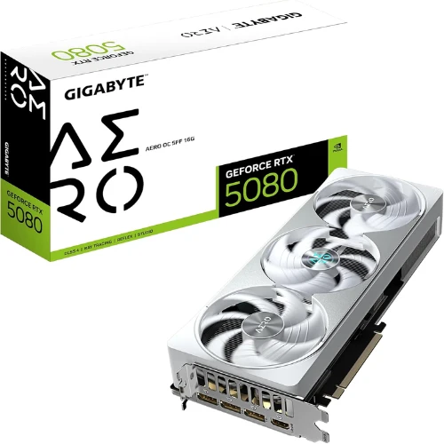 Gigabyte GeForce RTX 5080 AERO OC SFF 16G Graphics Card - 16 GB GDDR7, 256 Bit, PCI-E 5.0, 2730MHz Core Clock, 3 x DisplayPort, 1 x HDMI, GV-N5080AERO OC-16GD