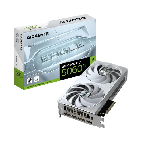 Gigabyte GeForce RTX 5060 Ti EAGLE OC ICE 16G Graphics Card - 16GB GDDR7, 128bit, PCI-E 5.0, 2617MHz Core Clock, 3 x DisplayPort, 1 x HDMI, GV-N506TEAGLEOC ICE-16GD