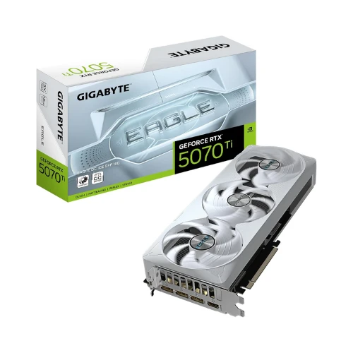 Gigabyte GeForce RTX 5070 Ti EAGLE OC ICE SFF 16G Graphics Card - 16GB GDDR7, 256 Bit, PCI-E 5.0, 2542 MHz Core Clock, 3 x DP 2.1a, 1 x HDMI 2.1b, NVIDIA DLSS 4, GV-N507TEAGLEOC ICE-16GD