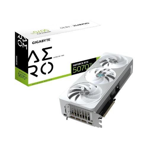 Gigabyte GeForce RTX 5070 Ti AERO OC 16G Graphics Card - 16GB GDDR7, 256bit, PCI-E 5.0, 2588 MHz Core Clock, 3 x DP 2.1a, 1 x HDMI 2.1b, NVIDIA DLSS 4, GV-N507TAERO OC-16GD