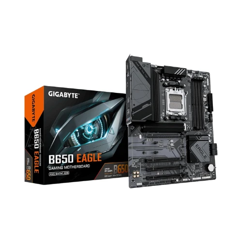 GIGABYTE B650 EAGLE Motherboard - Supports AMD Ryzen 9000 CPUs- 12+2+2 Phases Digital VRM- up to 7600MHz DDR5 (OC)- 1xPCIe 5.0 + 2xPCIe 4.0 M.2- GbE LAN- USB 3.2 Gen2