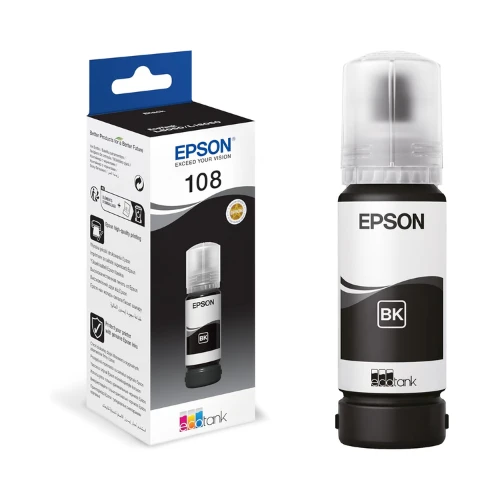 Epson 108 EcoTank Black ink bottle, Compatible with L8050, L8100, L18050