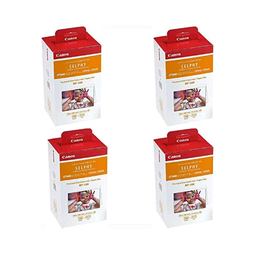 Canon 4 x RP-108 4x6 Paper/Ink, 108 Sheets for SELPHY CP820 CP910,CP1200 CP1300