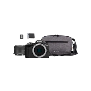 Canon EOS R50 Mirrorless Camera, Black + RF-S 18-45mm F4.5-6.3 IS STM Lens + Backpack + SD Card (Upgraded M50 Mark II Model) – Online Exclusive