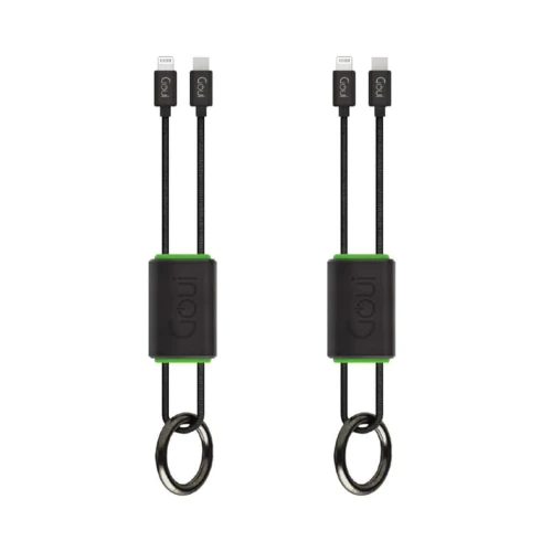 Goui Fast Charging iPhone Cable 27cm – Lock Lightning to USB-C Key Chain Cable with Ring Hook and Wrist Strap, Apple MFi Certified, Black