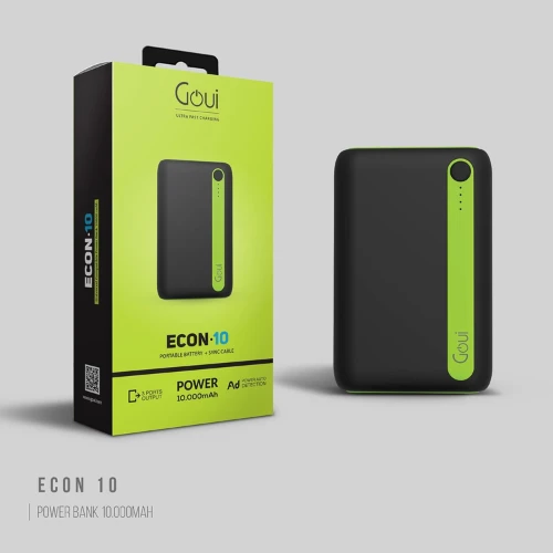 Goui ECON-10 10000mAh Black Power Bank with 30cm Micro USB Cable