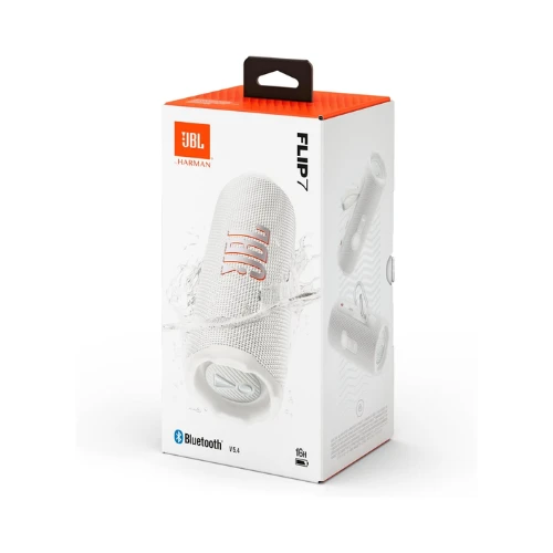 JBL Flip 7 - JBL Pro Sound with AI Sound Boost, up to 16 hours of playtime, multi-speaker connection via Auracast, and waterproof, dustproof, drop-proof design for all adventures, White