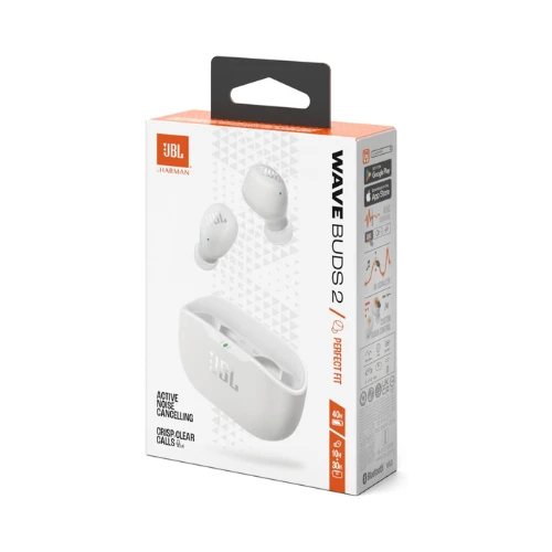 JBL Wave Buds 2 True Wireless Noise Cancellling Earbuds, Pure Bass Sound, Bluetooth 5.3, LE Audio, Smart Ambient, 4-Mic Technology, 40H Battery, Water and Dust Resistant - JBLWBUDS2WHT, White