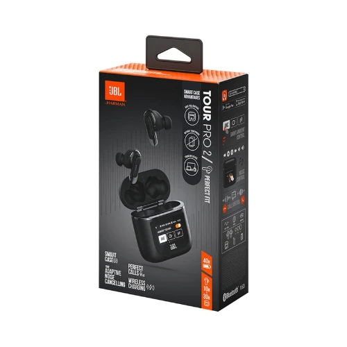 JBL Tour Pro 2 True Wireless Noise Cancelling Earbuds, Smart Case, Smart Ambient, 6-Mic Technology, Immersive Legendary Sound, Sound Amplification, Bluetooth 5.3, LE Audio - Black, JBLTOURPRO2BLK