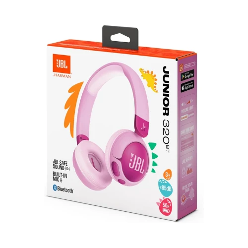 JBL Junior 320 BT, Wireless On-Ear Bluetooth Headphones for Kids with Built-In Mic, 50 Hours Playback, JBL Safe Sound, Low Volume, Easy Controls and Sticker Set, Purple
