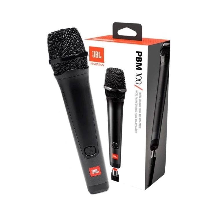 JBL PBM100 Wired Dynamic Vocal Mic with Cable, Quality Performance, Plug and Play, Cardioid Polar Pattern, Stage-Quality Casing, Wire Mesh Cap + Windscreen - Black, JBLPBM100BLK