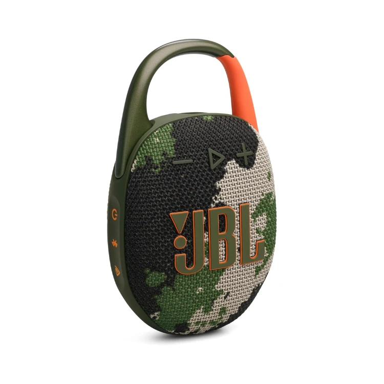 JBL Clip 5 - Ultra-Portable, Waterproof & Dustproof Bluetooth Speaker, Big Pro Sound with Punchy bass, Integrated Carabiner, Up to 12 Hours of Play, Made in Part with Recycled Materials (Squad)