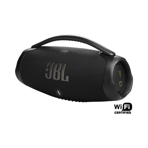 JBL Boombox 3 Wi-Fi Powerful Wi-Fi and Bluetooth Speaker, Deep Bass, 3-Way Speaker, 24H Battery, 3D Dolby Atmos, Waterproof & Dustproof, Built-In Charger, Self-Tuning Feature - Black, JBLBB3WIFIBLKUK