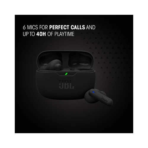 JBL Wave Beam 2 Adaptive Noise Cancelling with Smart Ambient True Wireless Earbuds, Deep Bass, Comfort Fit, 40H Battery, Hands-Free + VoiceAware, Water and Dust Resistant - Black, JBLWBEAM2BLK
